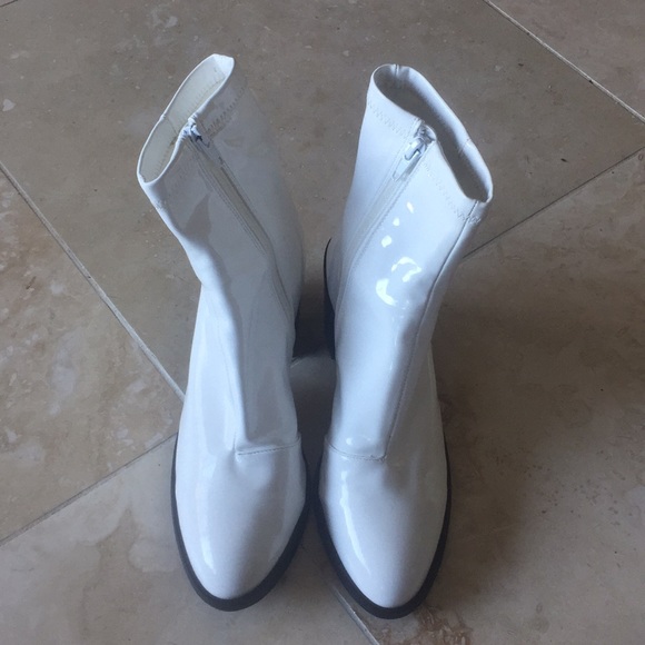 white latex booties